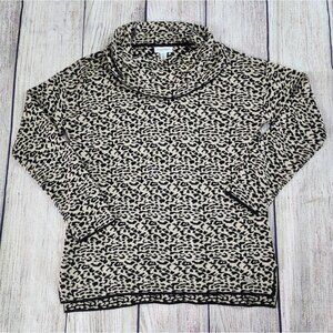 Calvin Klein Women's Size Medium Cowl Neck Tunic Sweater, Leopard Print